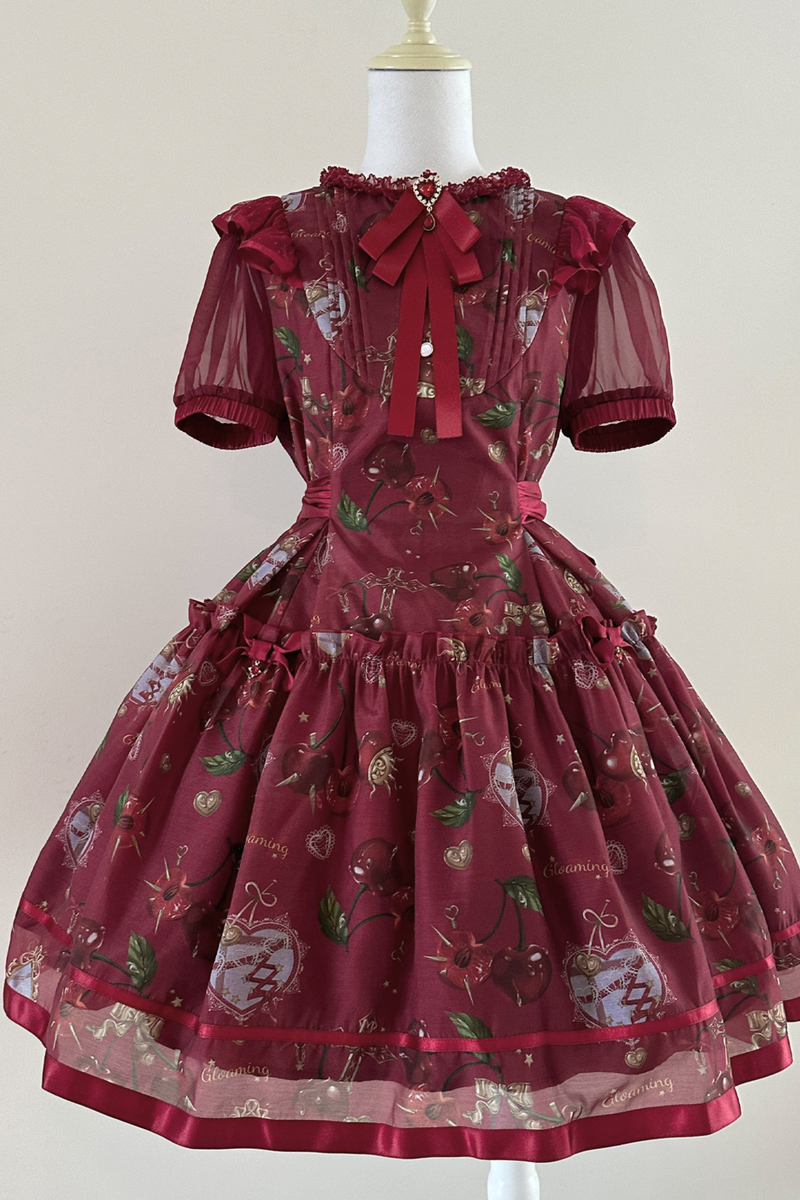 Retro Antique Cherry Sweet Lolita Dress + Jumper Skirt