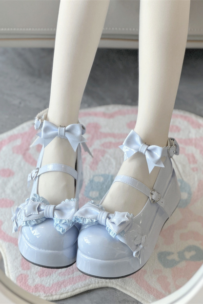 Biscuit Lolita Ruffle Ribbon Shoes