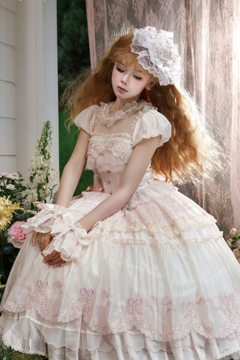 Sweet Cherry Lolita Dress + Jsk + Hairband + Hat + Necklace + Sleeve