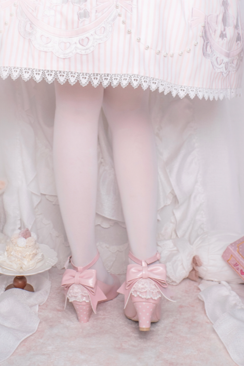 Retro Polka Dot Heart Lolita Sweet Shoes