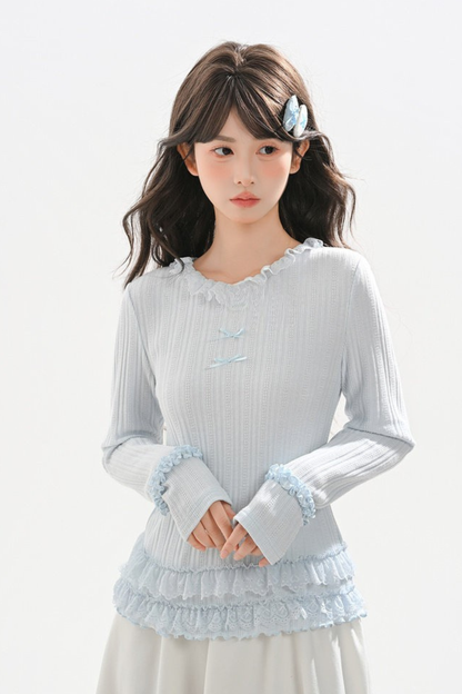 Ribbon Ruffle Slim Top