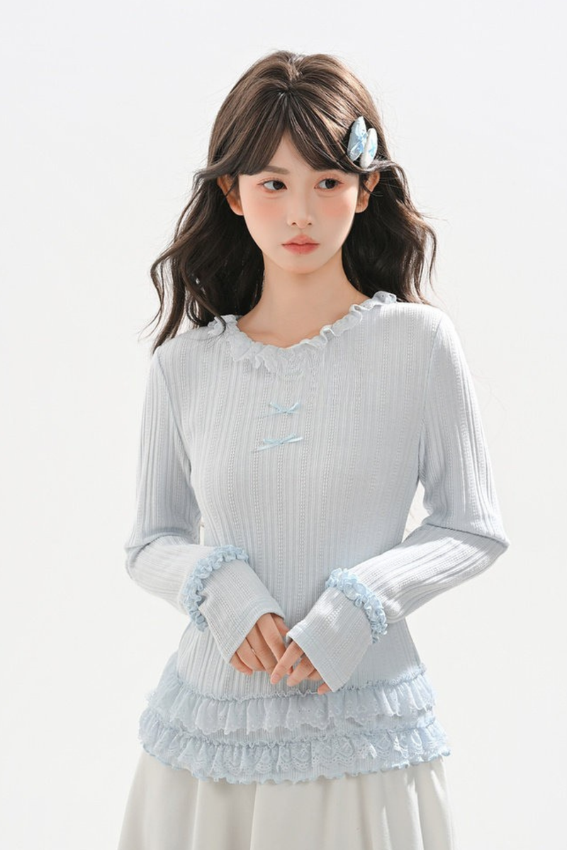 Ribbon Ruffle Slim Top