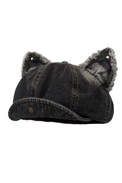 Denim Cat Ear Beret