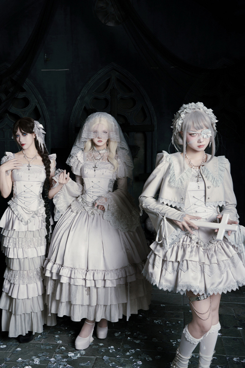 Gothic Lolita Skirt + Corset + Veil + Necklace + Waist Chain