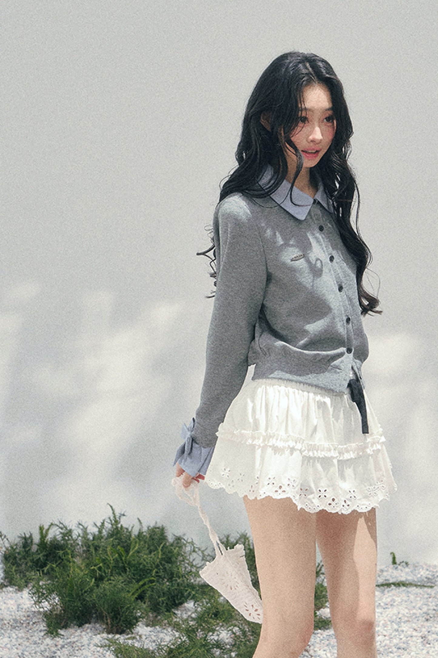 French Faux Two Piece Polo Sweater