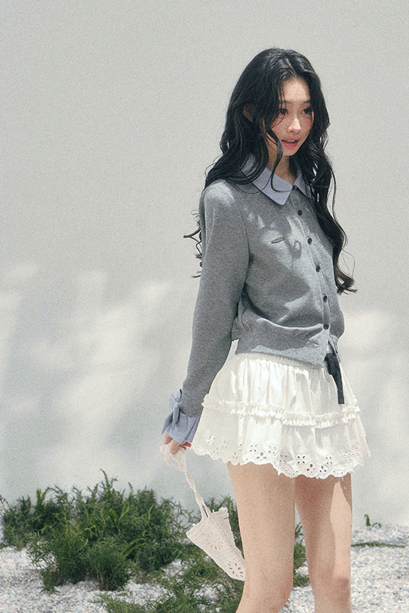French Faux Two Piece Polo Sweater