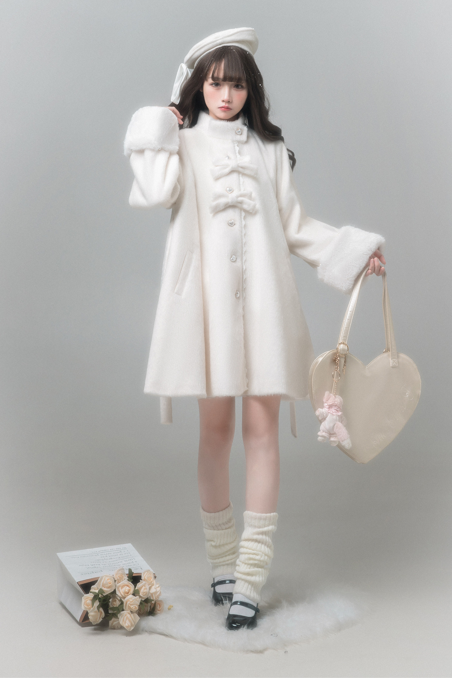 White Japanese Style Cape Coat