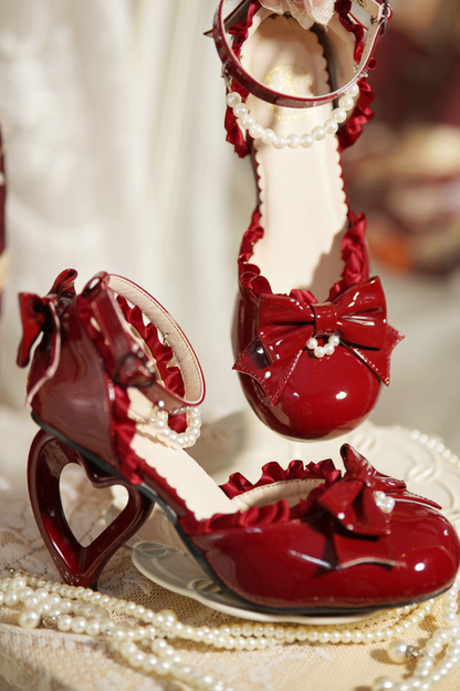 Heart Love Lollita Pearl Peach Heels