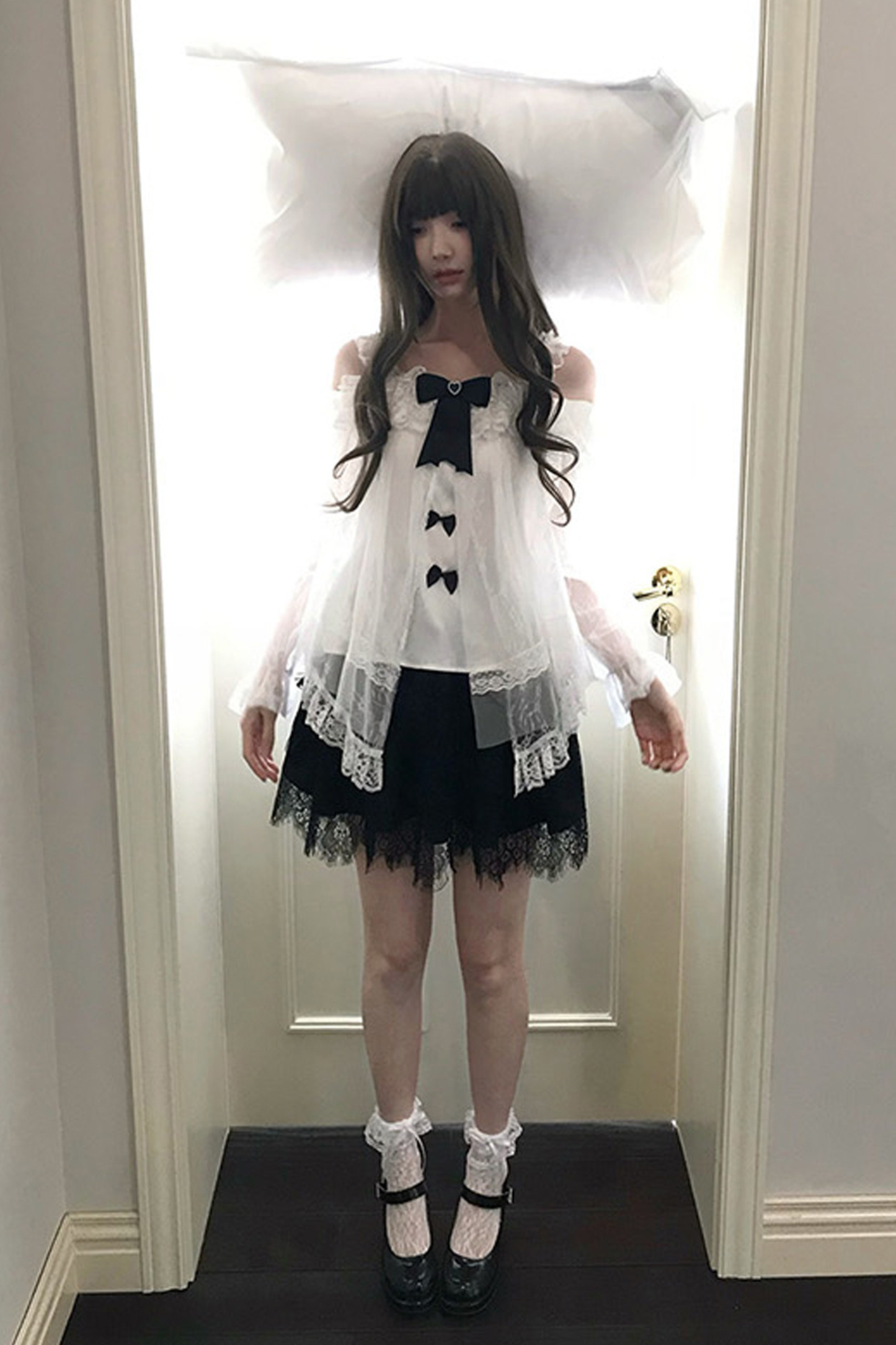 Ribbon Chiffon Top + Skirt