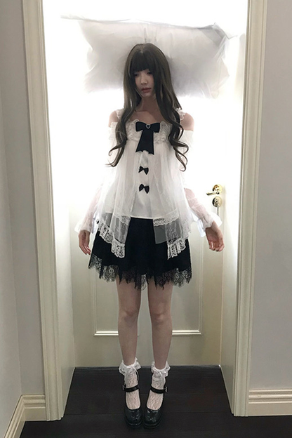 Ribbon Chiffon Top + Skirt
