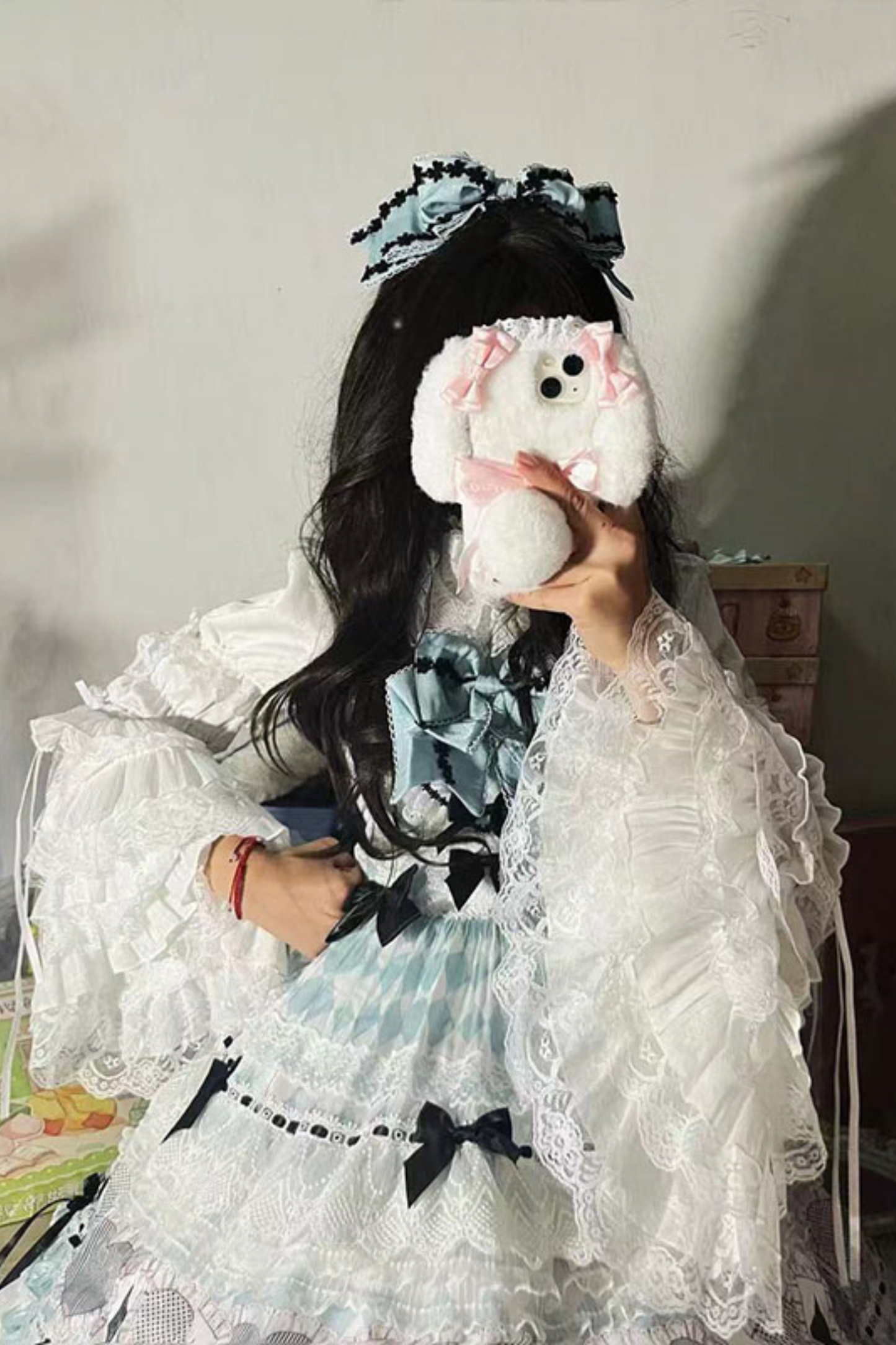 [pre-order] Mint Sweet Suspender Dress + Headband + Big Ribbon