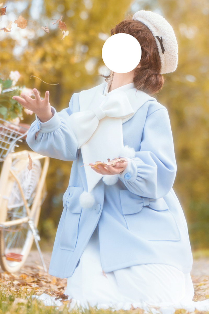 Heart Single Breasted Loose Wool Coat + Skirt