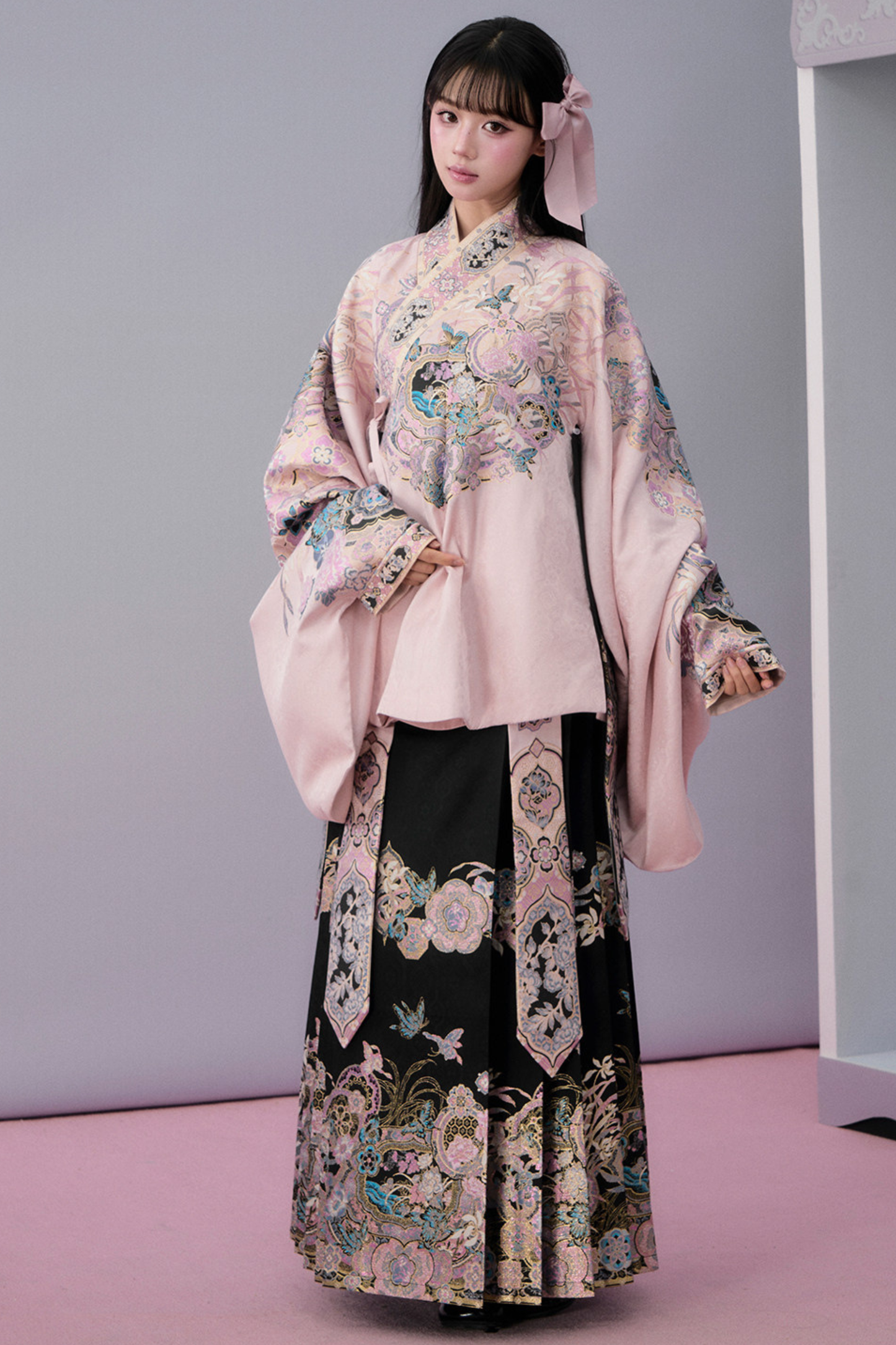 Sweet Chinese-style Jacket + Pleated Skirt + Accessories