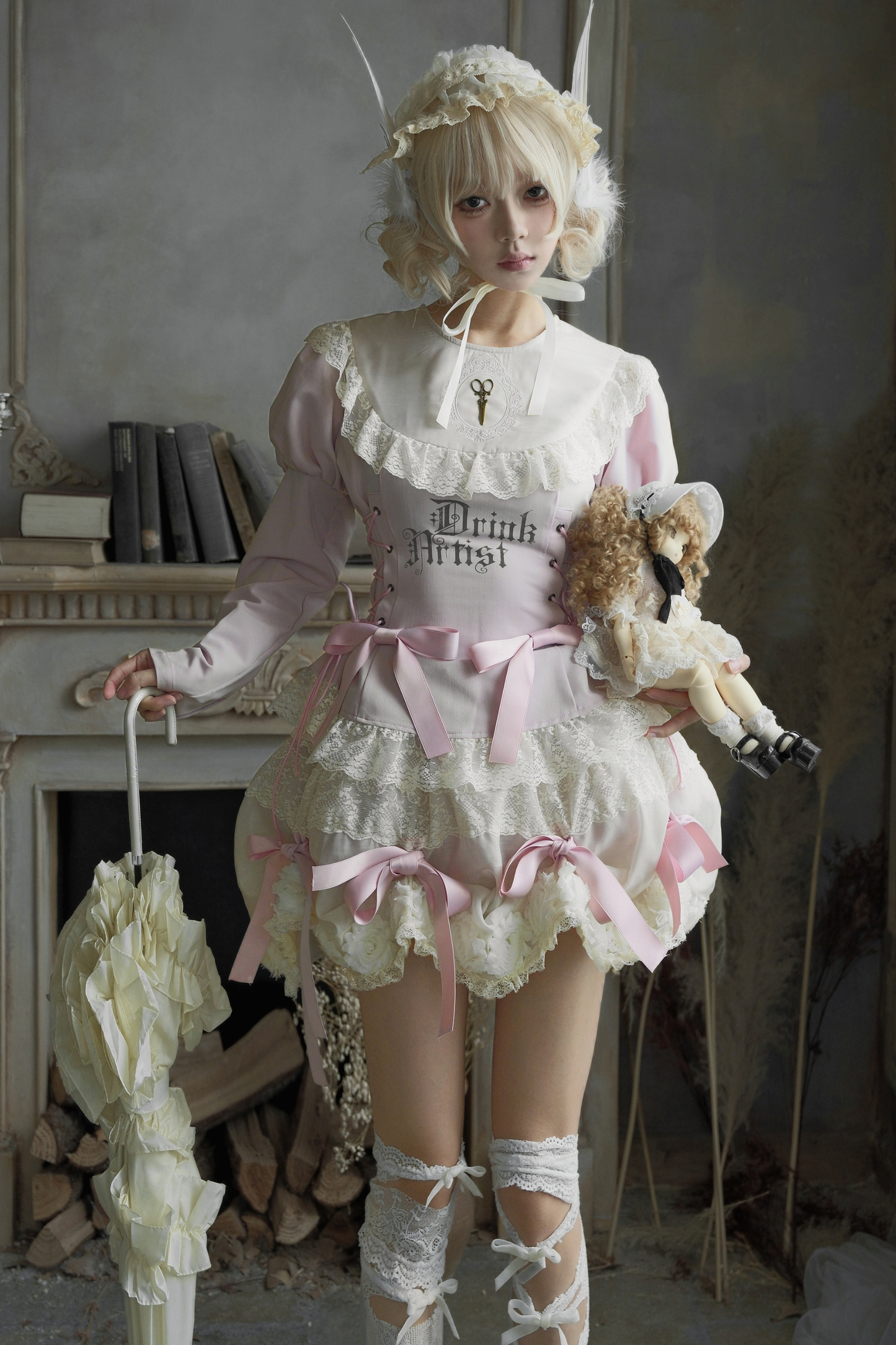 Drawstring Gothic Sweet Tops + Tiered Skirt