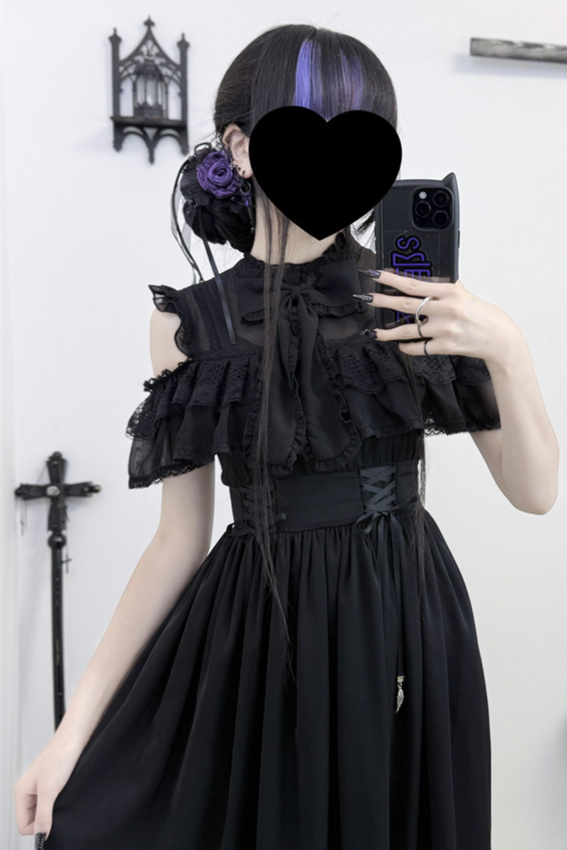 Dark Style Off Shoulder Lace Dress