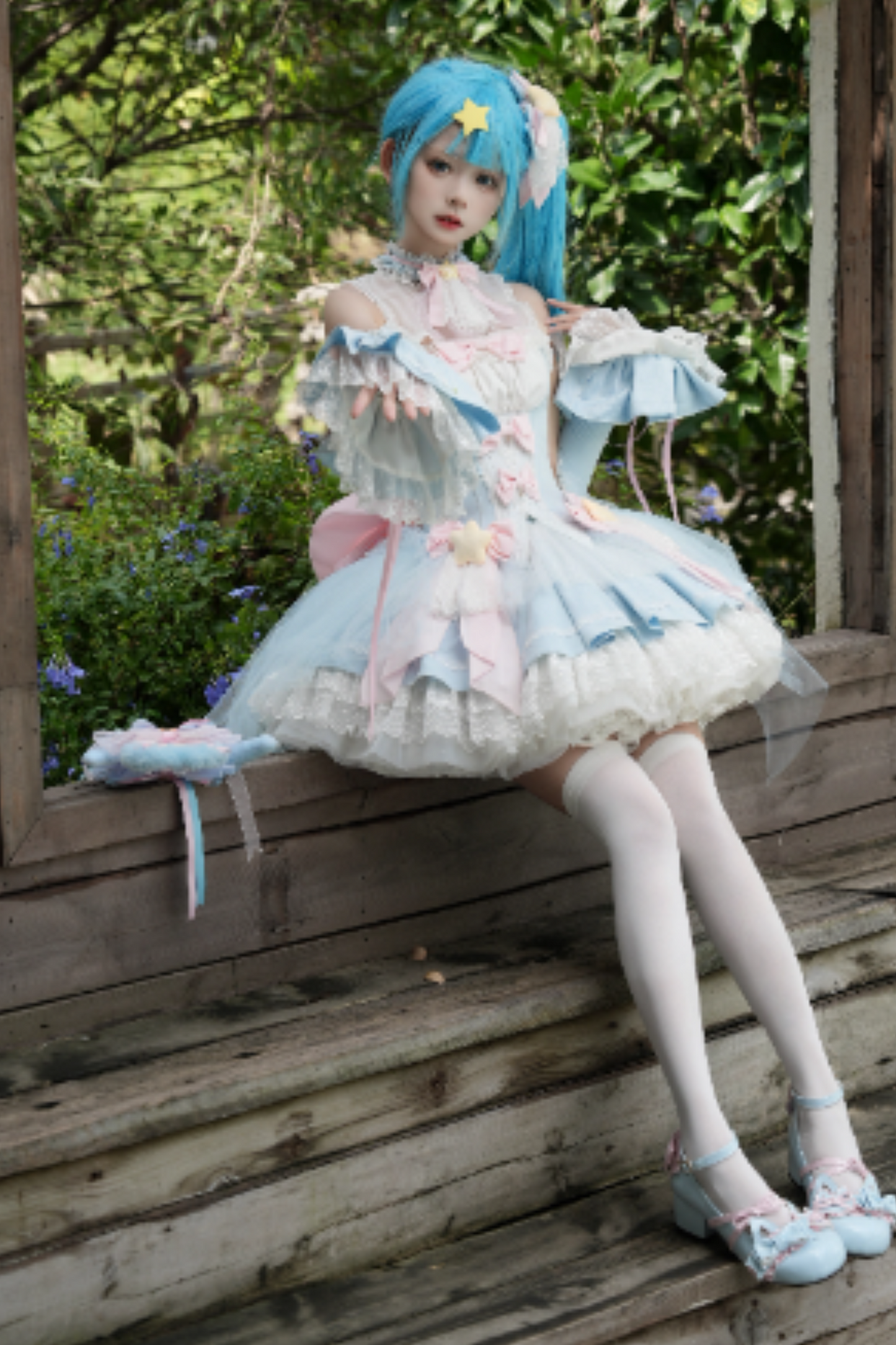 Magic Fairy Sparkling Water Lolita Top + Skirt + Hair Clip + Tail + Magic Stitching