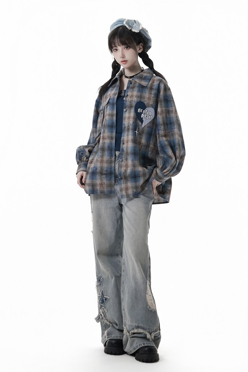 Plaid Loose Shirt + Tank Top