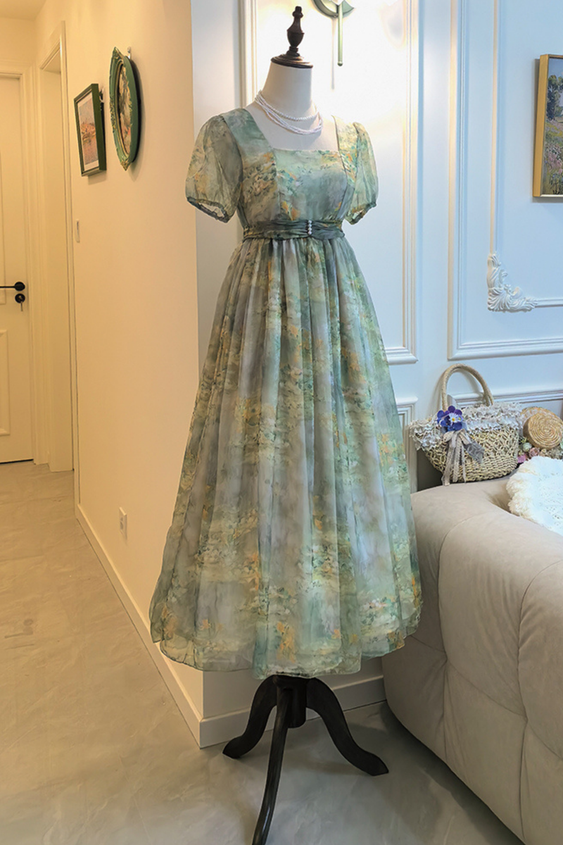 Marble Art High Waist Mark Lolita Dress