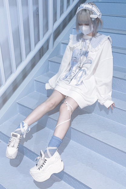 [angel Neighborhood] White Bird Aqua Loose Sweatshirt Dress
