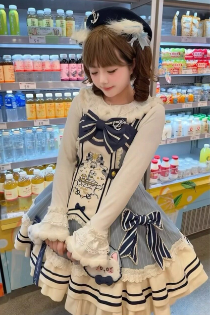 Candy Sailor Jacket + Jumper Skirt + Cat Hat + Headband
