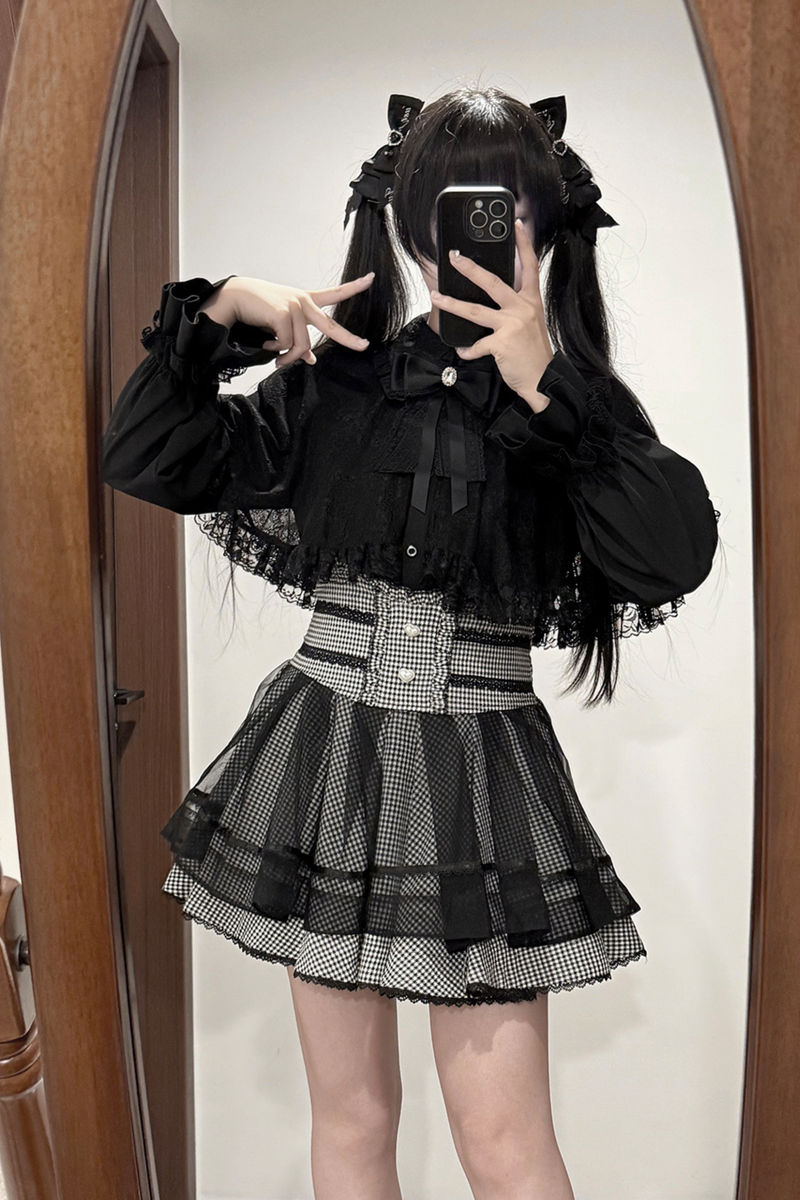 Lace Cape Two Piece Skirt + Lace Shirt