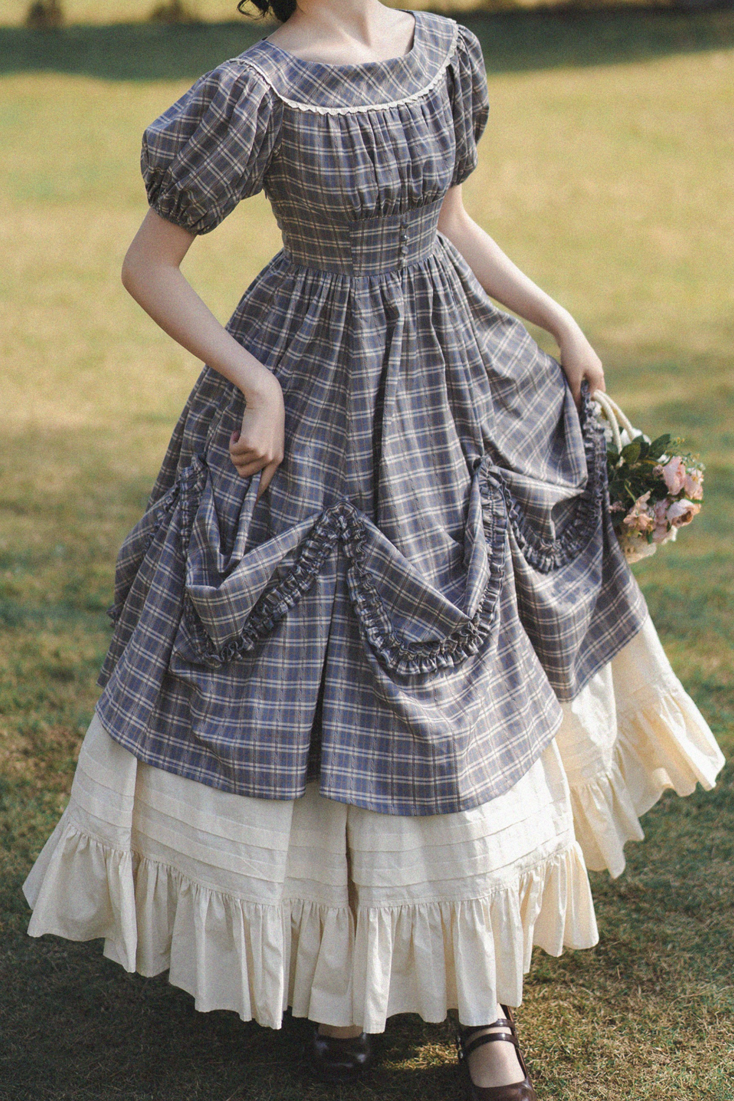 Forest Ward Retro Plaid Lolita Dress + Petticoat