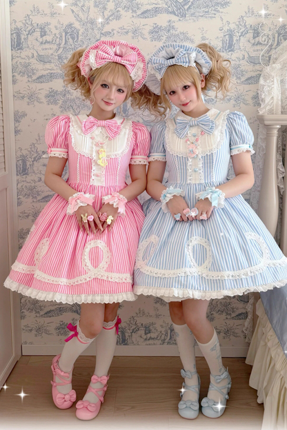 [pre-order] Retro Doll-like Lolita Dress + Hair Band + Clip + Bonnet + Hat
