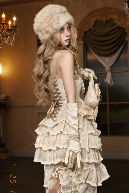 Night Party Gothic Ribbon Top + Ribbon + Brooch + Hat