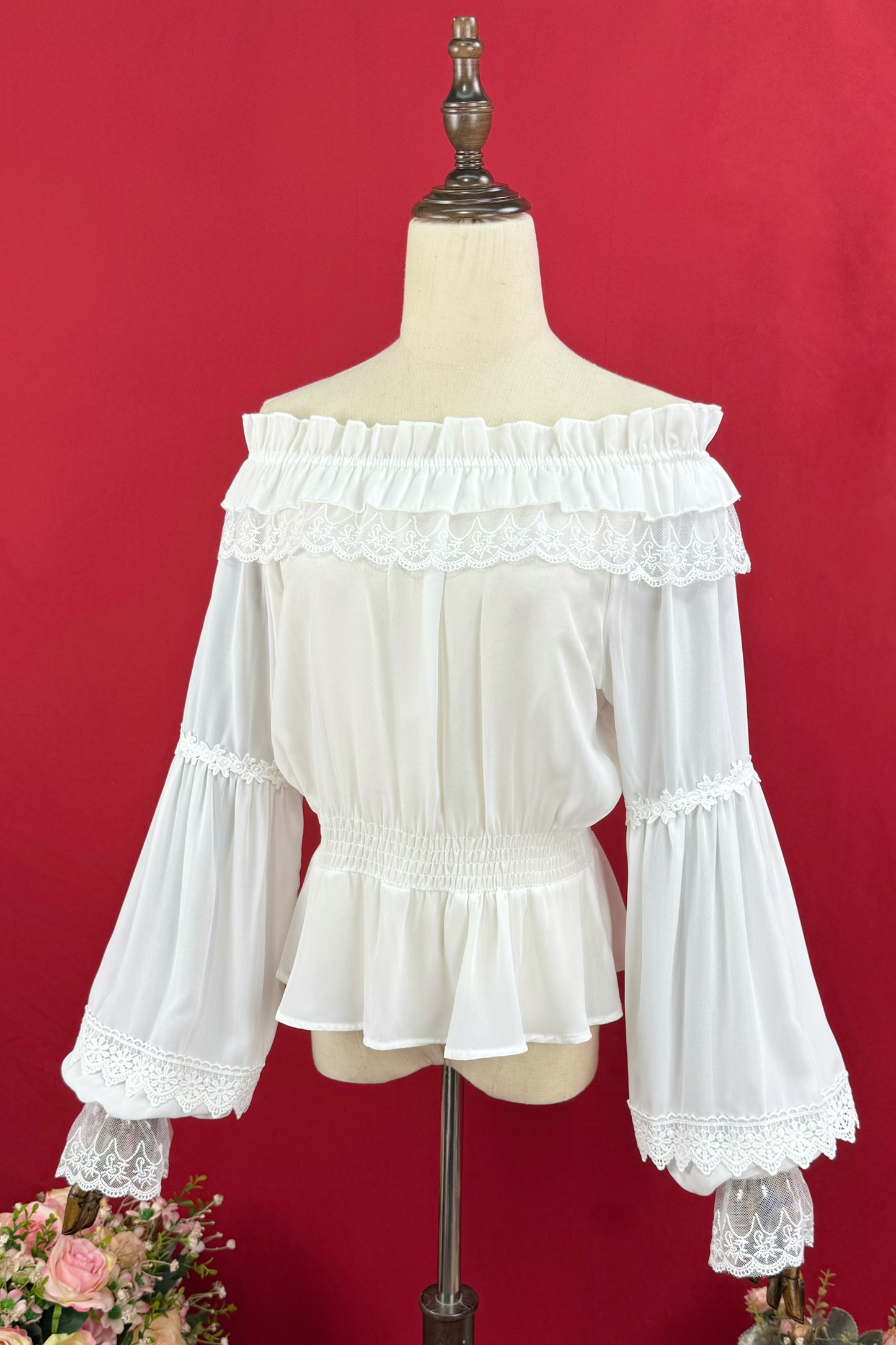 Off-shoulder Long Sleeve Romantic Blouse