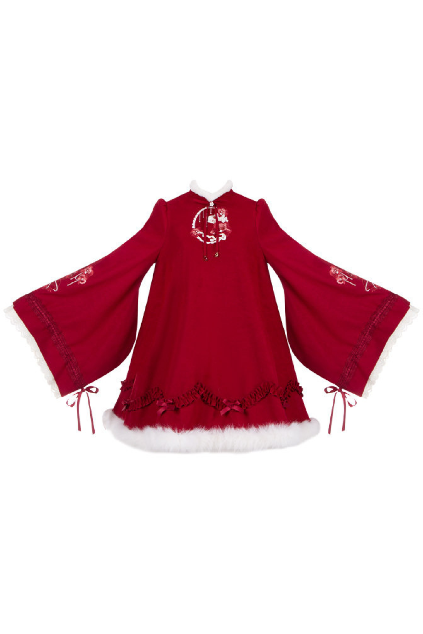 Chinese-style Big Sleeve Dress + Apron + Skirt + Leg Warmers + Hairband + Clip + Pin