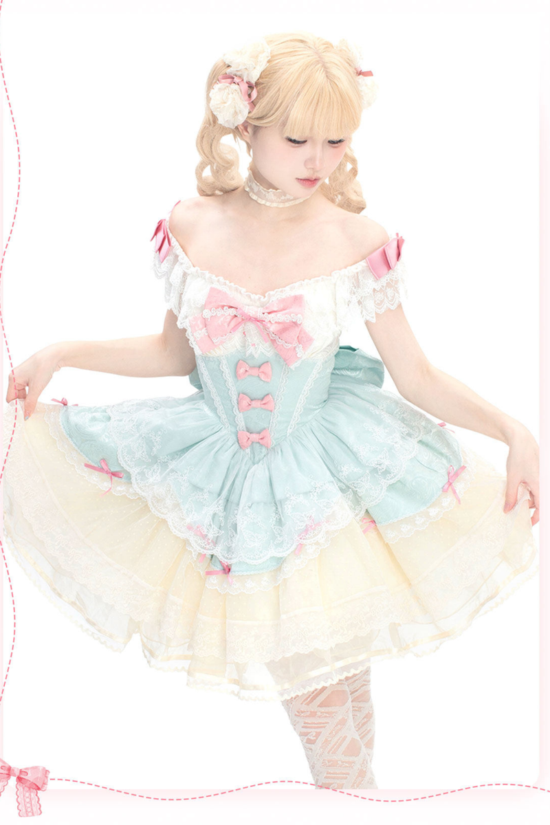 Sweet Mint Pink Lace Lolita Dress
