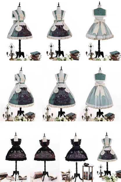 Ruffled Beaded Gothic Straps Printed Dress