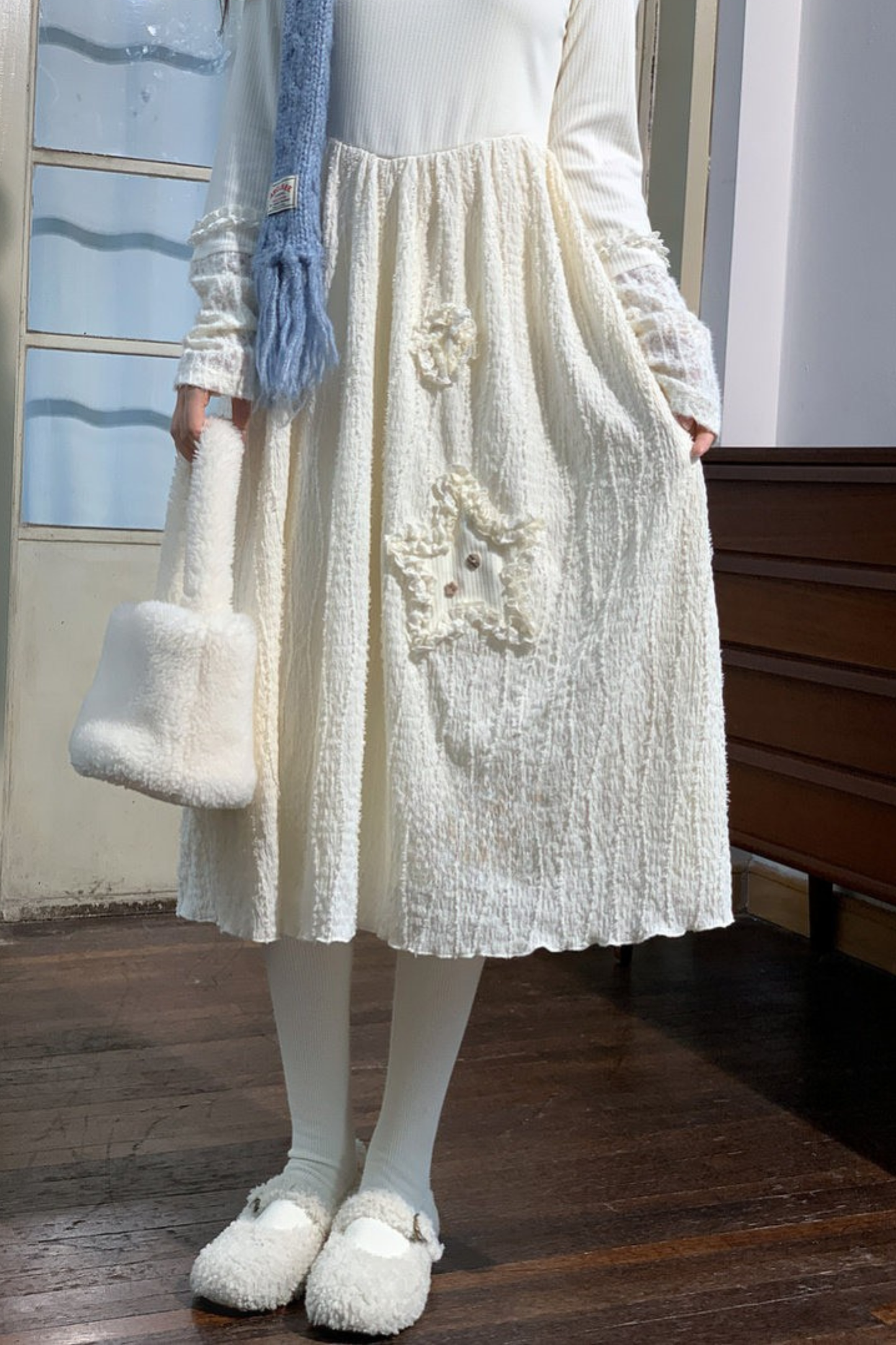 Lace Patchwork a Line Dress