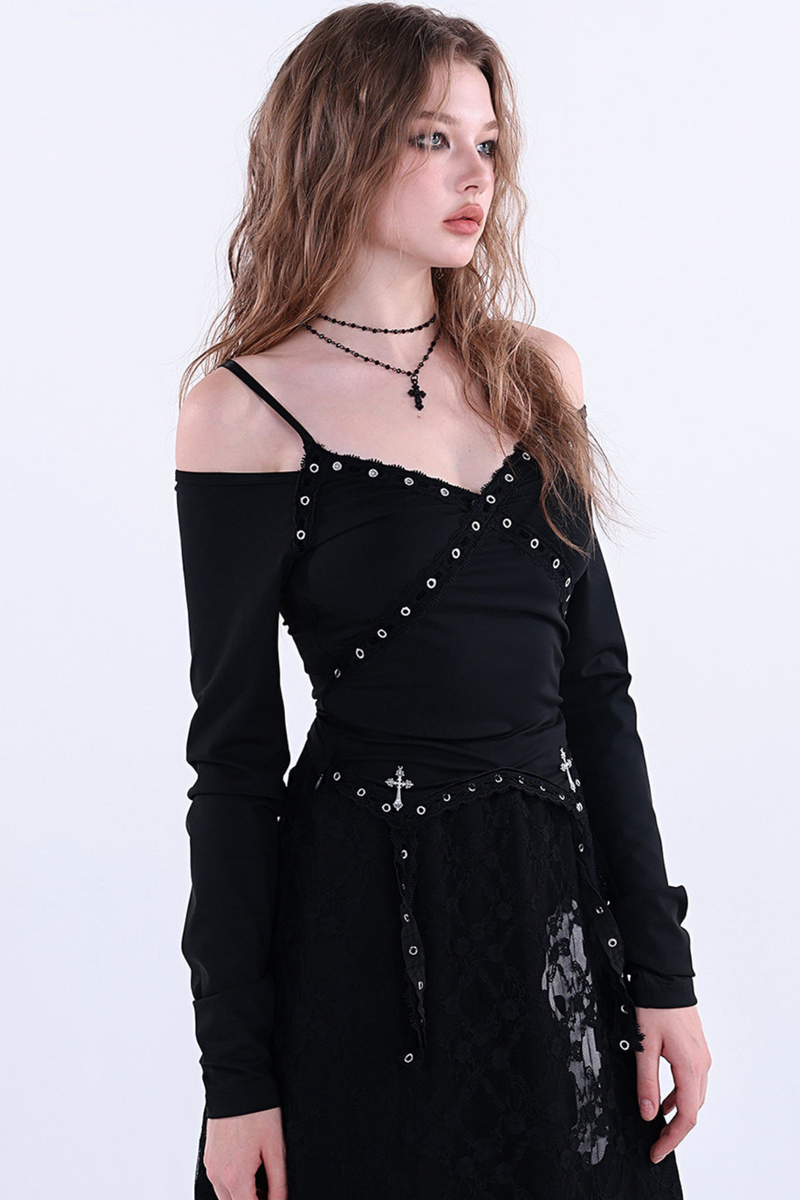 Lace Trim Off-shoulder Top