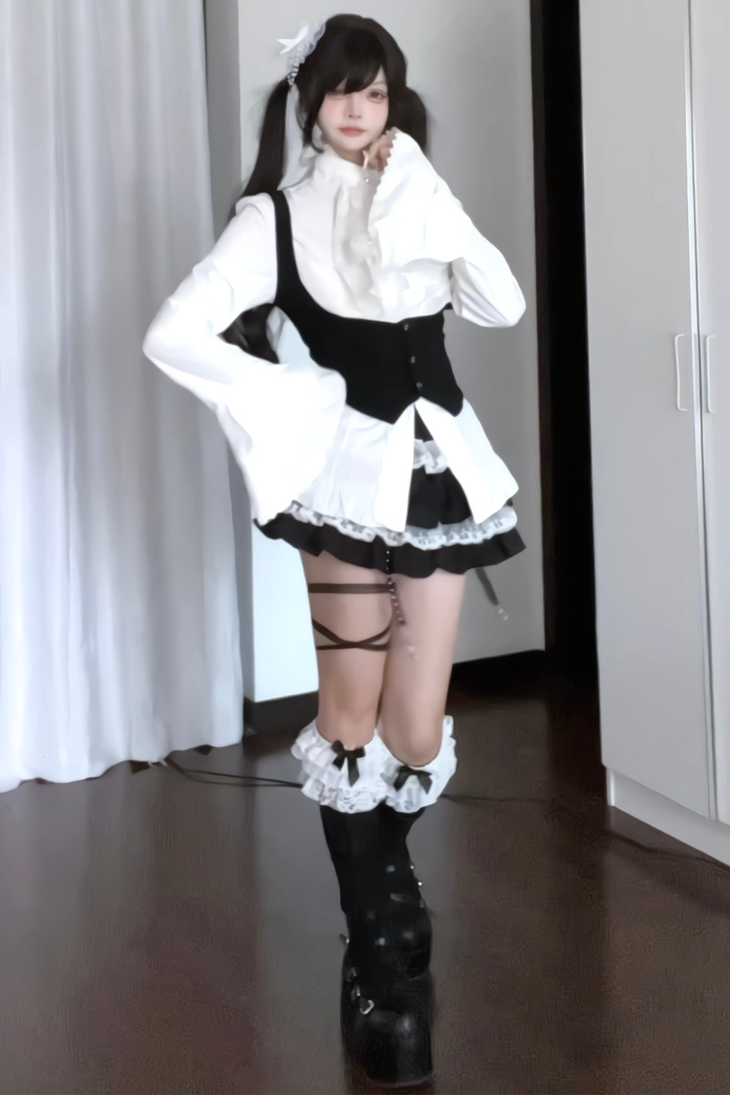 Ruffle Flutter Sleeve Top + Tiered Skirt