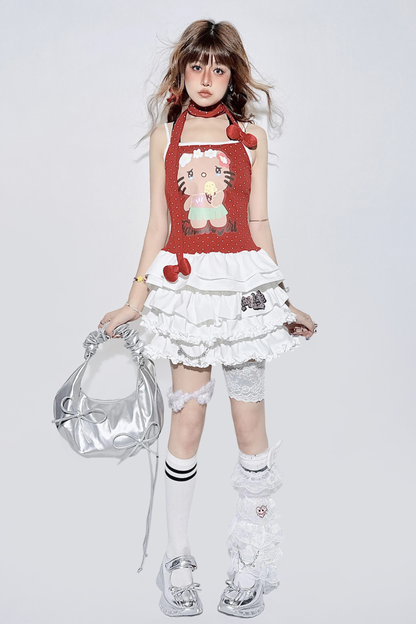 Ruffle Tiered Skirt + Waist Chain + Sock Cover