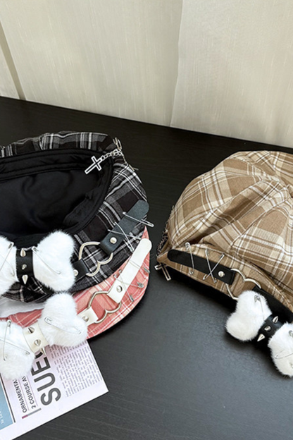 Studded Plaid Subculture Hat