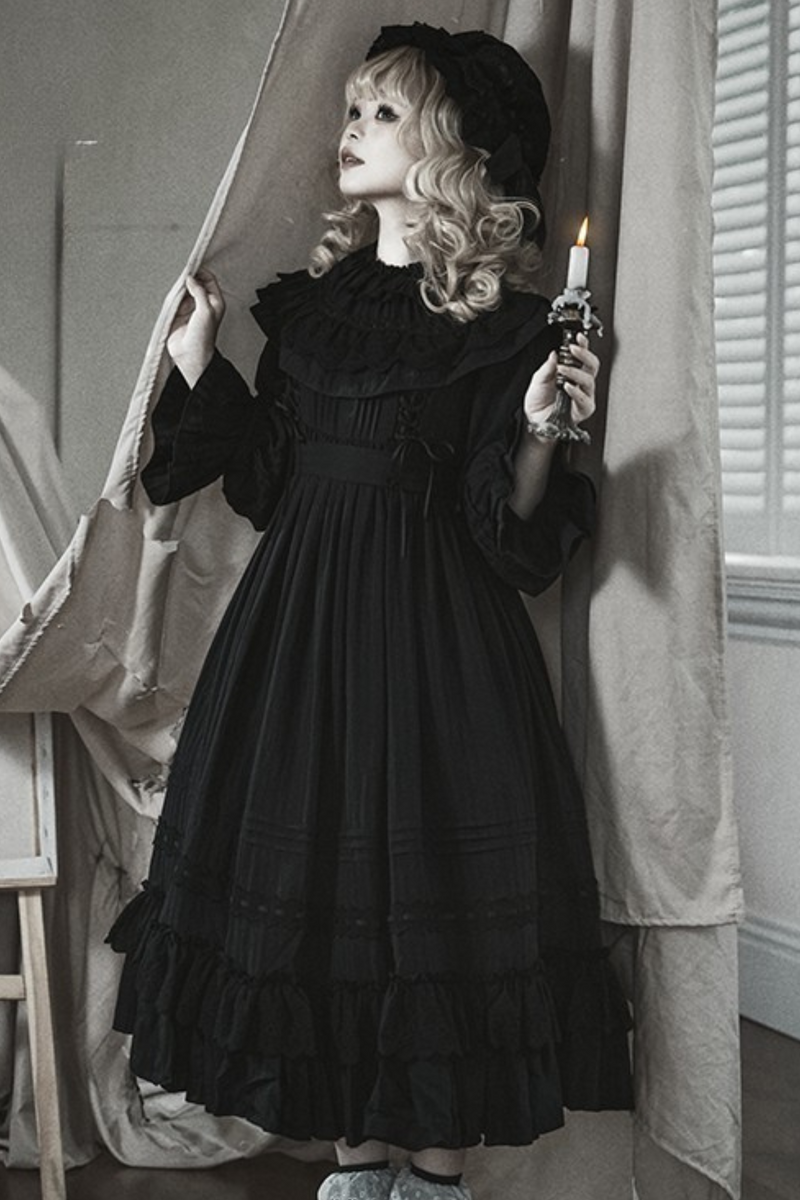 Classical Dark Gothic Style Doll Dress + Baby Hat
