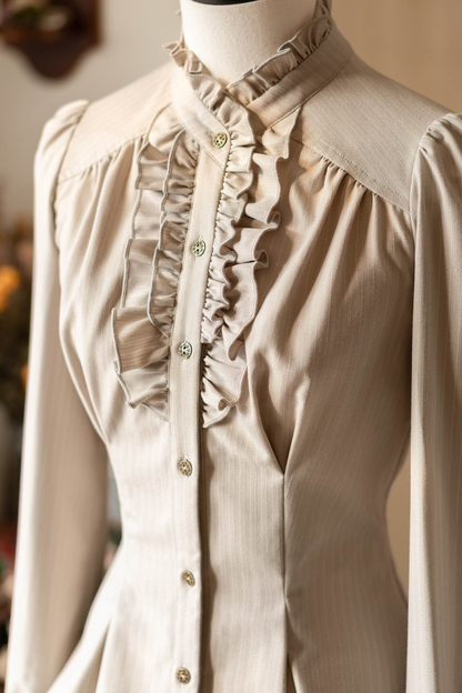 Striped Waist Tightening Blouse