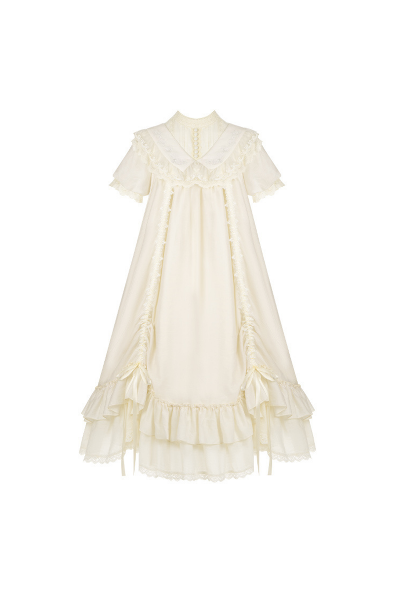 [pre-order] Rose Ruffle Lolita Dress + Dress + Belt + Brooch + Ribbon + Headband + Sleeve