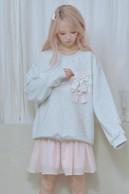 Ribbon Pullover Sweatshirt