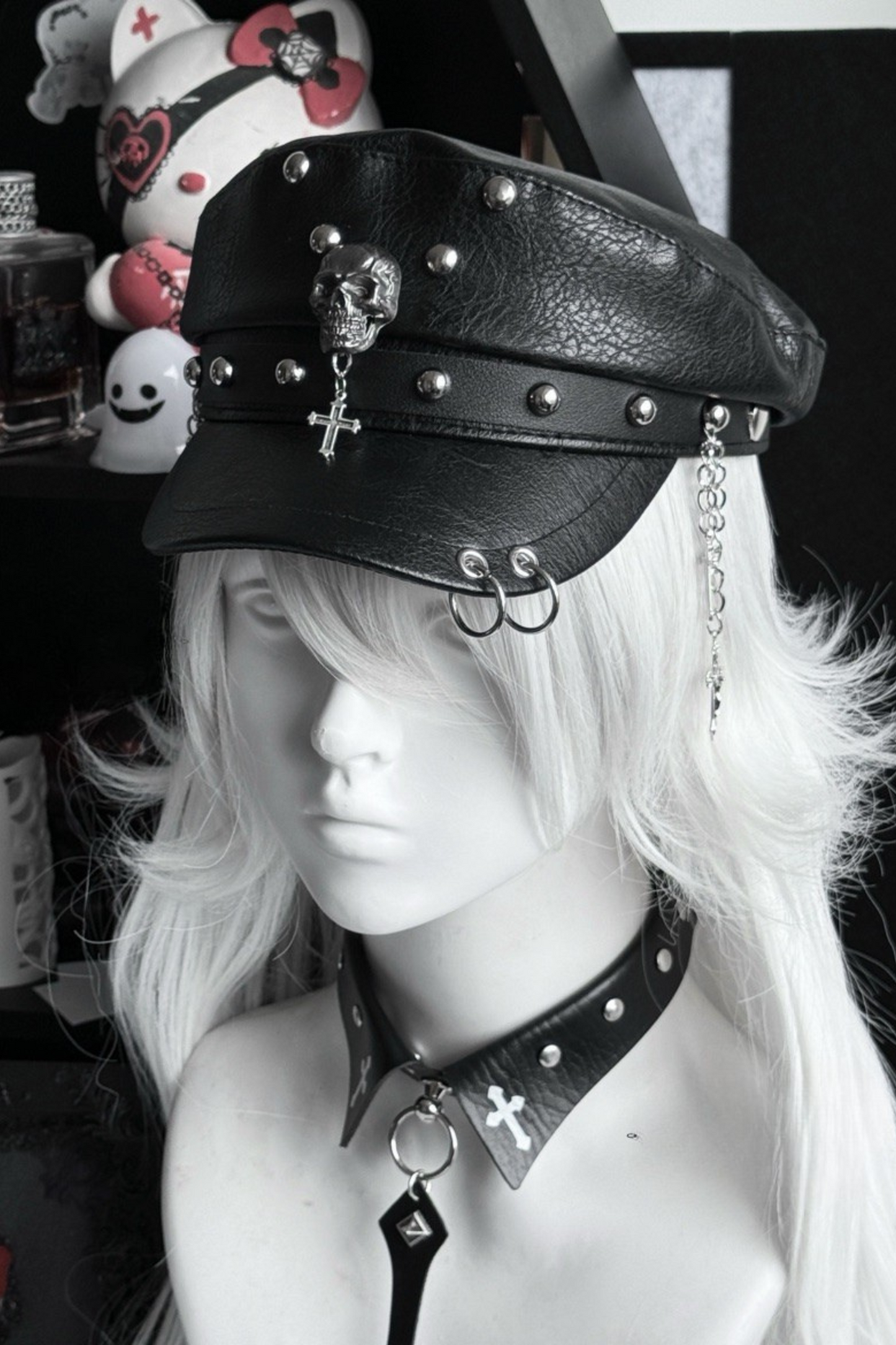 Dark Rivet Y2k Leather Buckle Subculture Cap