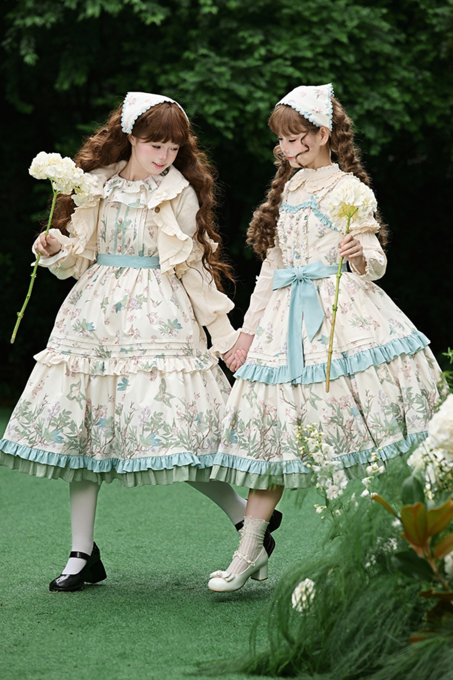 [pre-order] Forest Flower Dress + Suspender Skirt + Blouse + Cardigan + Scarf