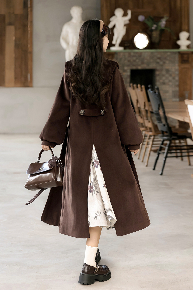 Retro Long Coat + Skirt + Shirt + Vest