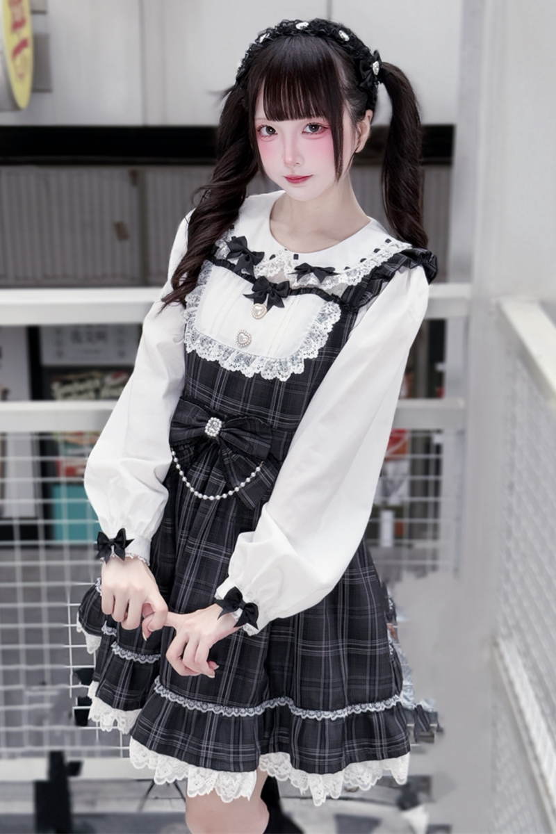 Dark Sweet Plaid Dress + Headband