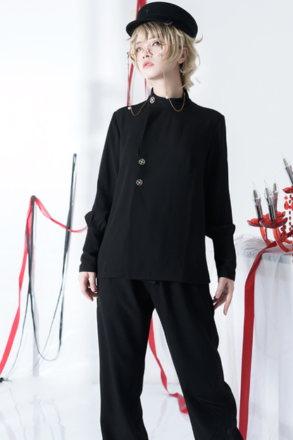 Retro Mode Stand Collar Blouse