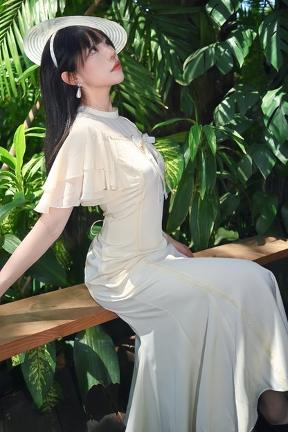 Pure White Lace Fishtail Dress