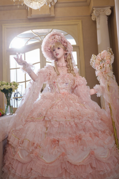 Sweet Flower Tea Party Lolita Accessory Hat + Veil + Necklace + Gloves + Scepter