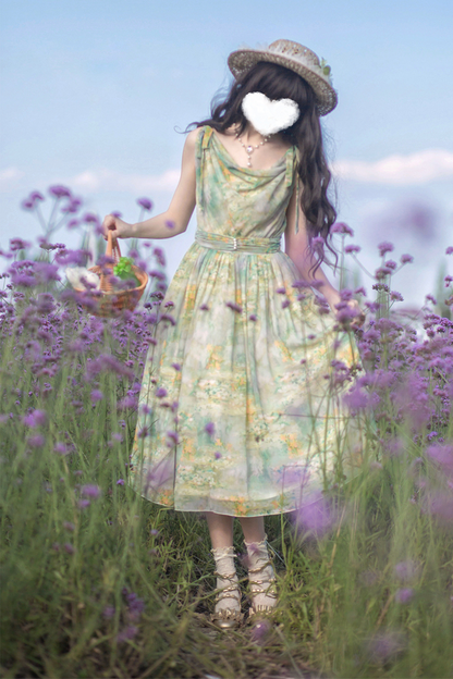 Marble Resort Chiffon Print Dress