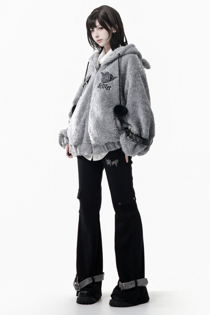 Patchwork Fur Hooded Coat + Pants + Shirt + Skirt + Leg Warmers